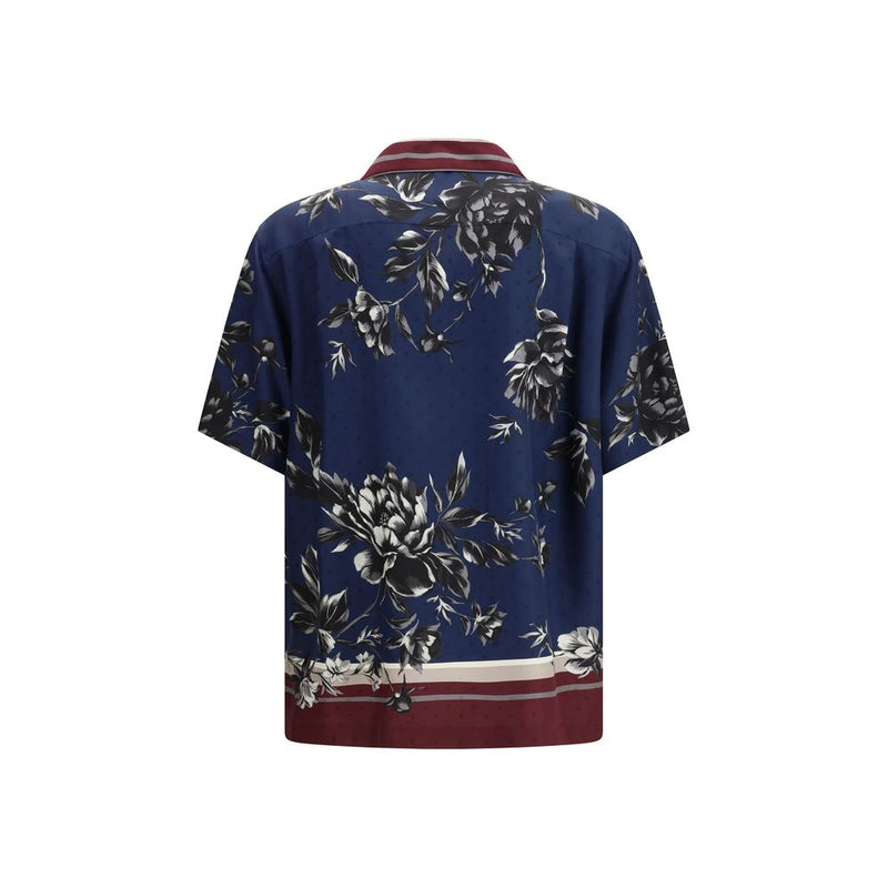 Chemise en Soie Bleue Imprimée Dolce & Gabbana
