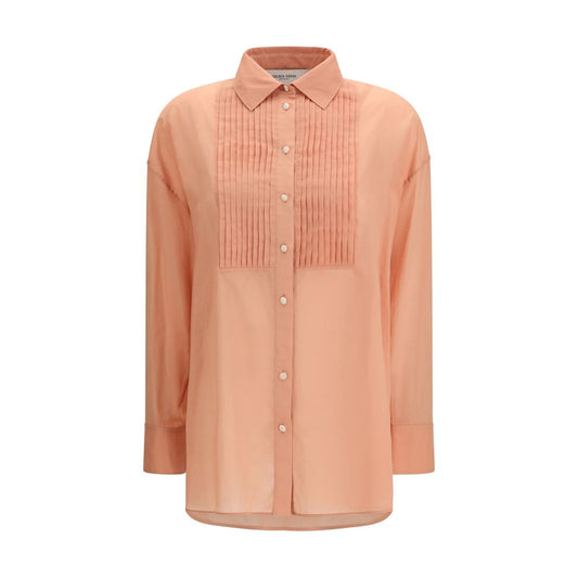 Golden Goose Brown Cotton Shirt with Pleated Bib
