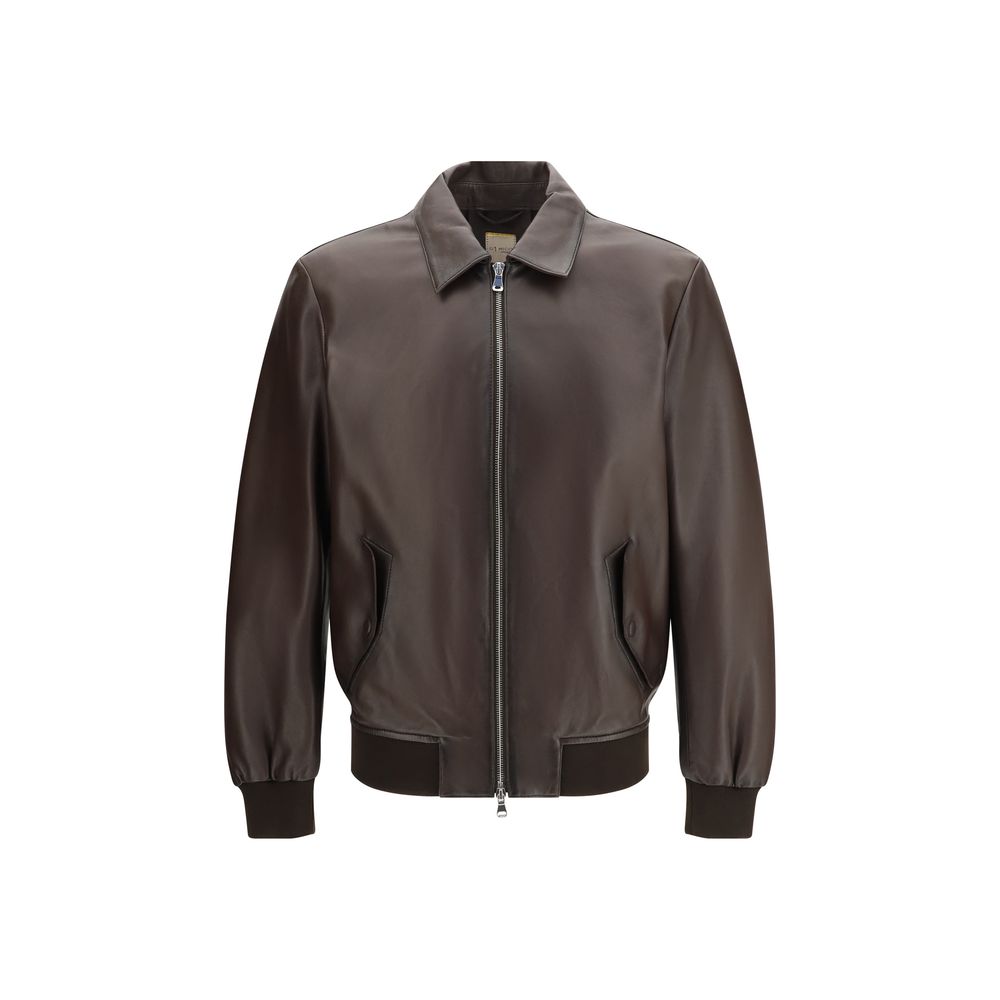 D'amico Brown Lamb Ovis Aries Bomber Jacket for Men