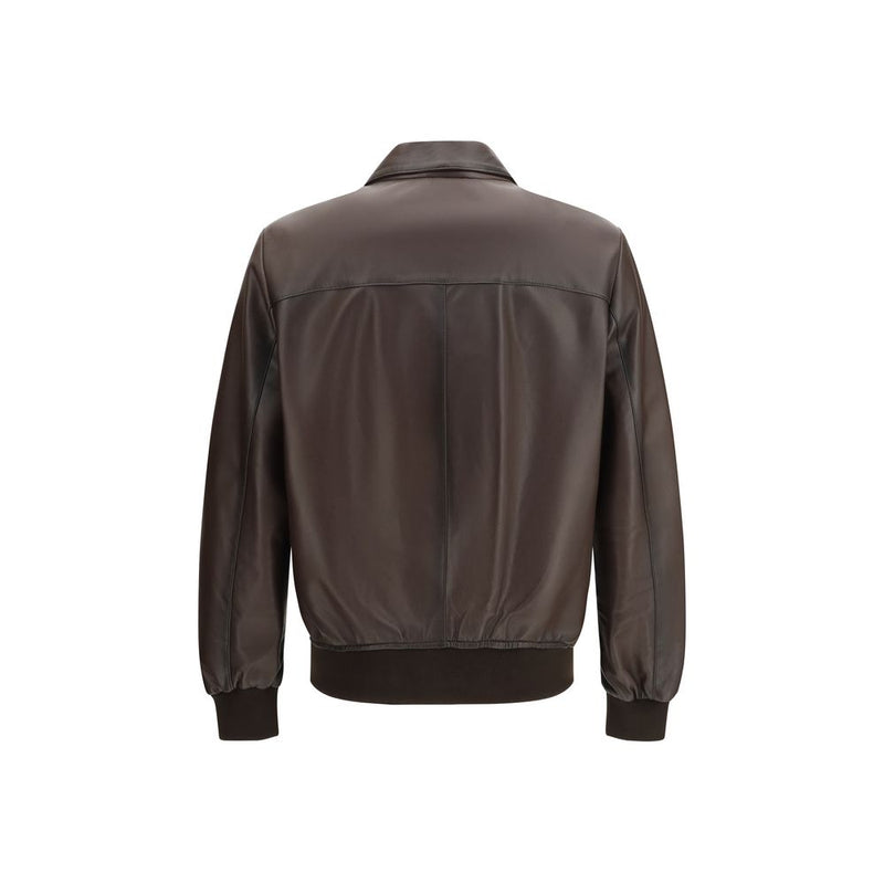 D'amico Brown Lamb Ovis Aries Bomber Jacket for Men