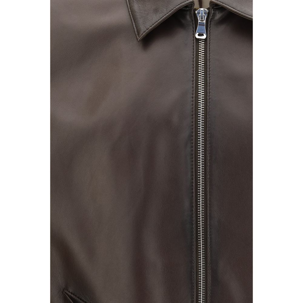 D'amico Brown Lamb Ovis Aries Bomber Jacket for Men