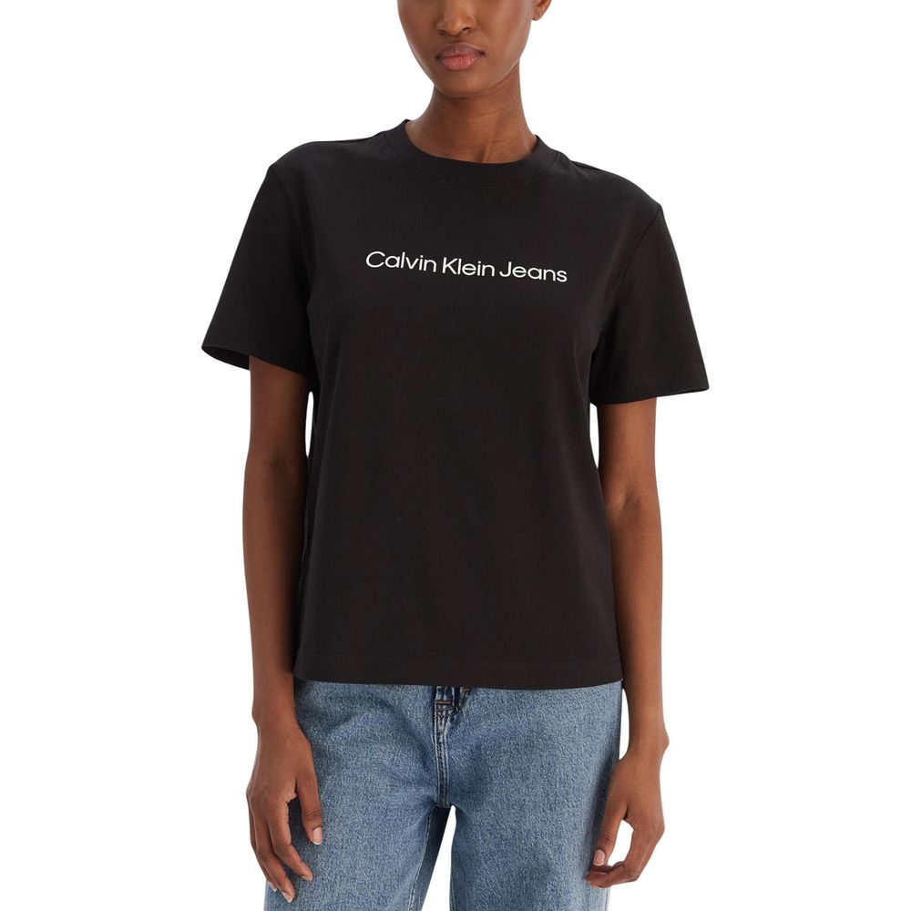 T-Shirt en Coton Noir Calvin Klein Jeans pour Femme