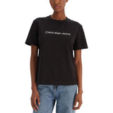 T-Shirt en Coton Noir Calvin Klein Jeans pour Femme