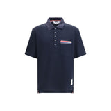 Polo Shirt en Coton Bleu Thom Browne - Élégance Contemporaine