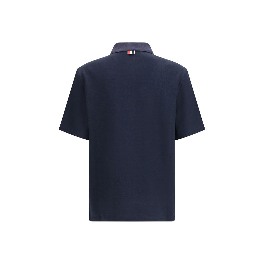 Polo Shirt en Coton Bleu Thom Browne - Élégance Contemporaine