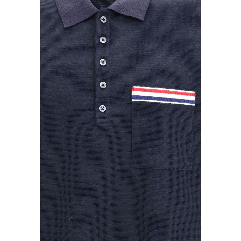 Polo Shirt en Coton Bleu Thom Browne - Élégance Contemporaine