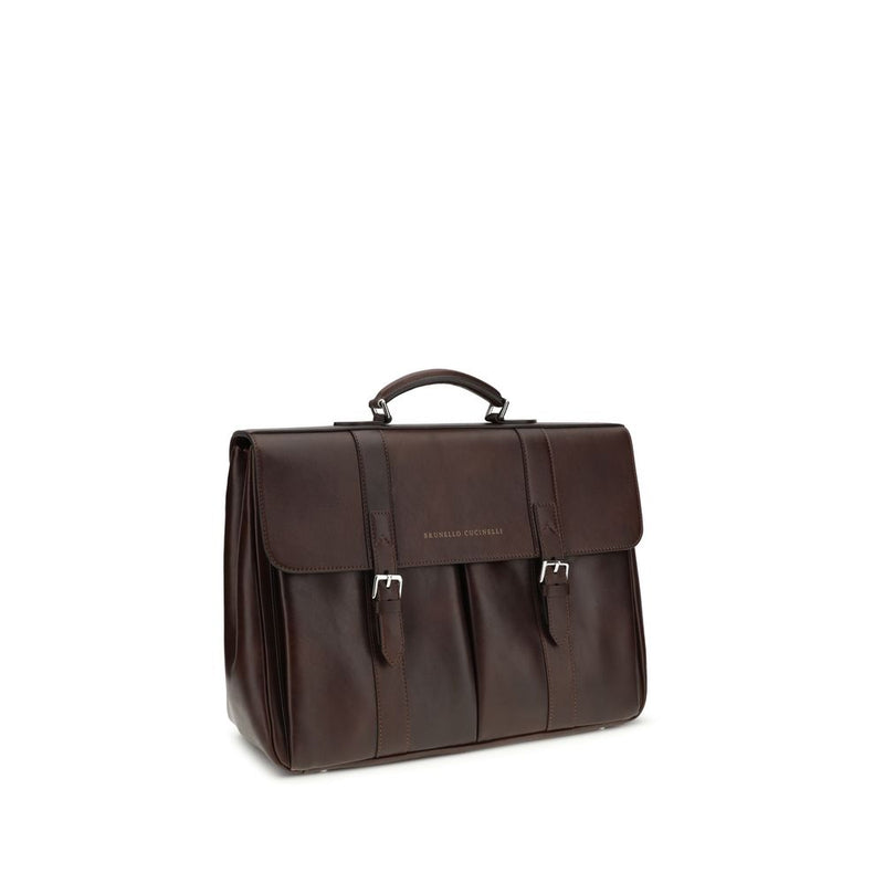 Brunello Cucinelli Bordeaux Calf Leather Travel Bag