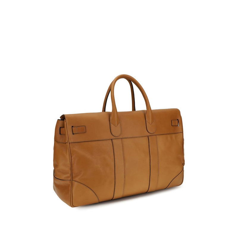 Brunello Cucinelli Brown Calf Leather Bos Taurus Travel Bag