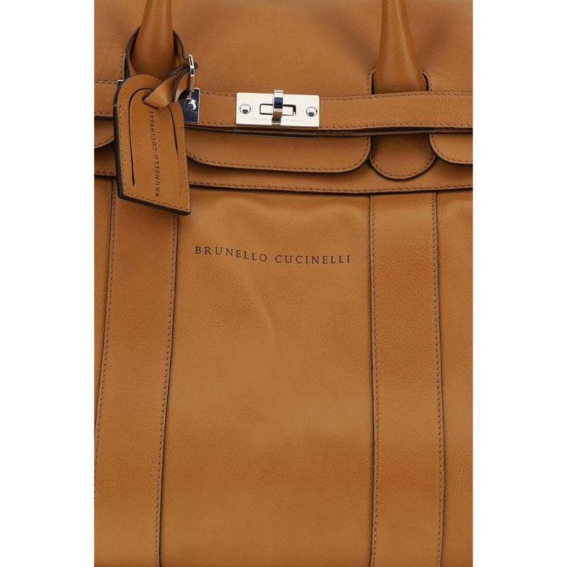 Brunello Cucinelli Brown Calf Leather Bos Taurus Travel Bag