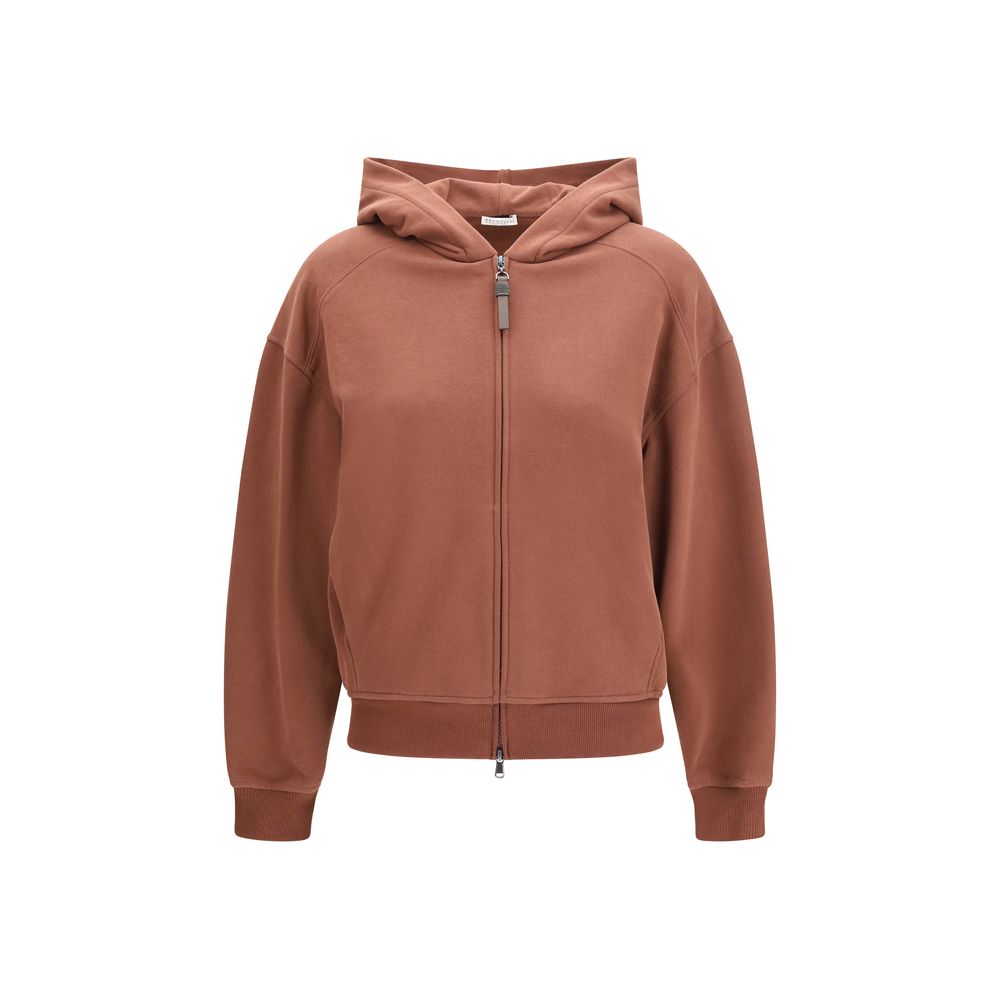 Brunello Cucinelli Brown Cotton Sweatshirt with Hood
