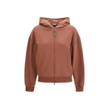 Brunello Cucinelli Brown Cotton Sweatshirt with Hood