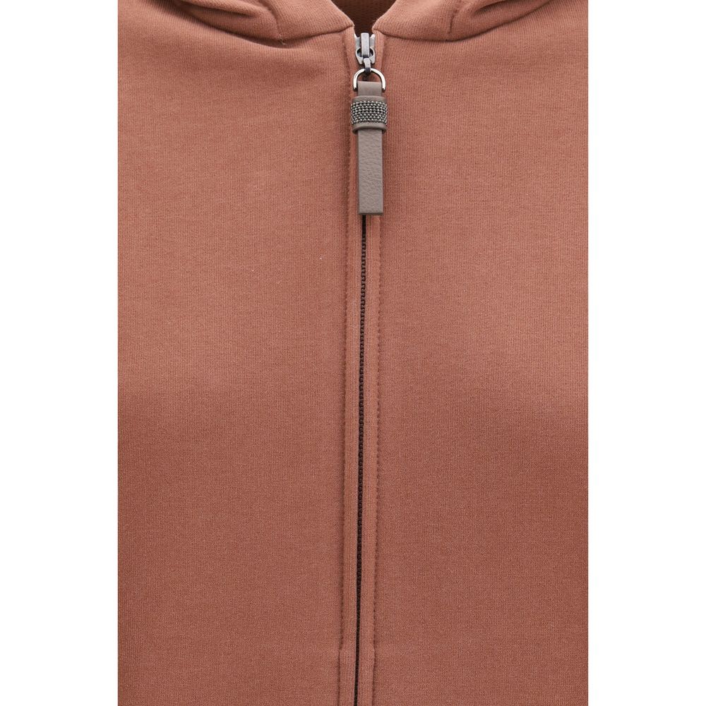 Brunello Cucinelli Brown Cotton Sweatshirt with Hood