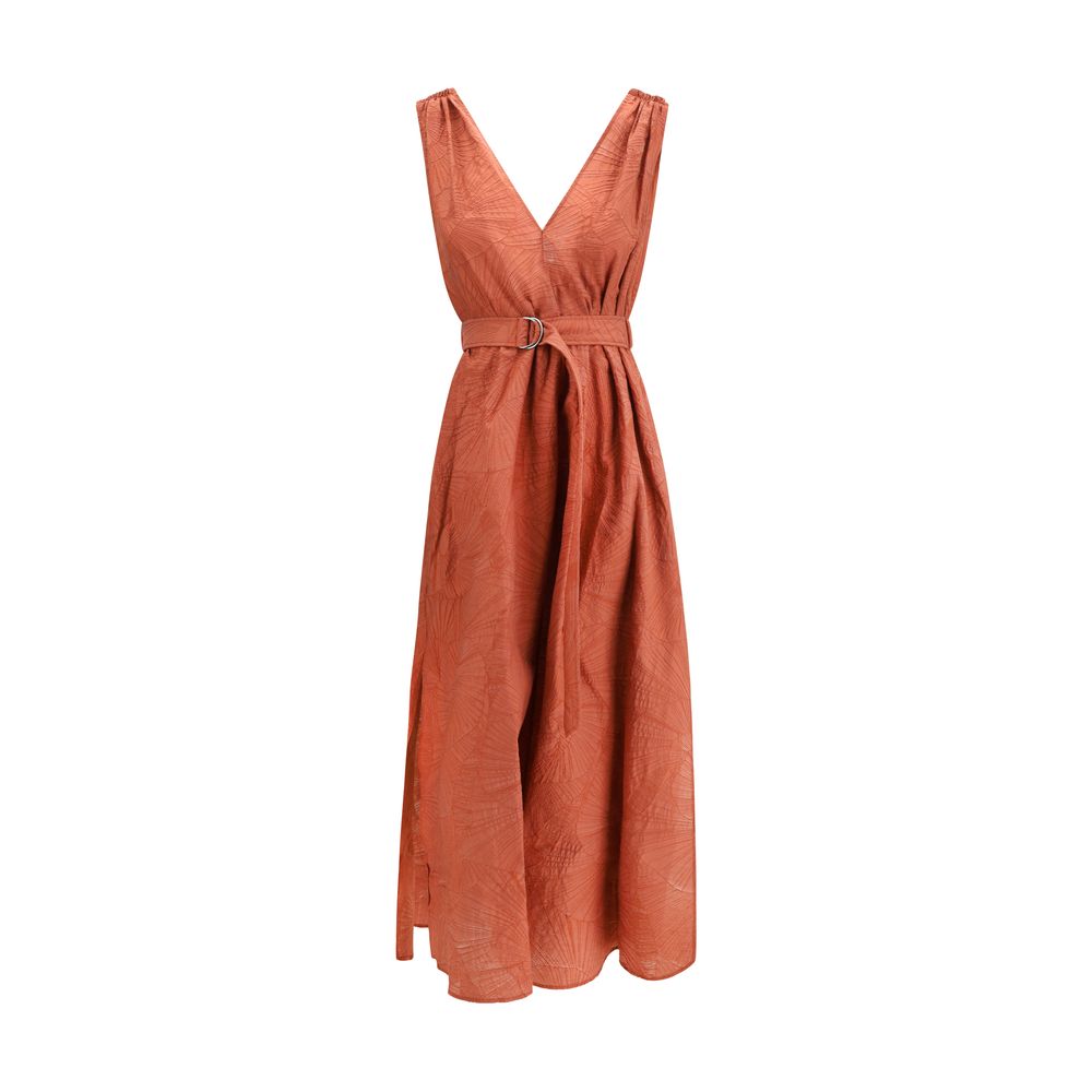Brunello Cucinelli Multicolor Cotton Midi Dress