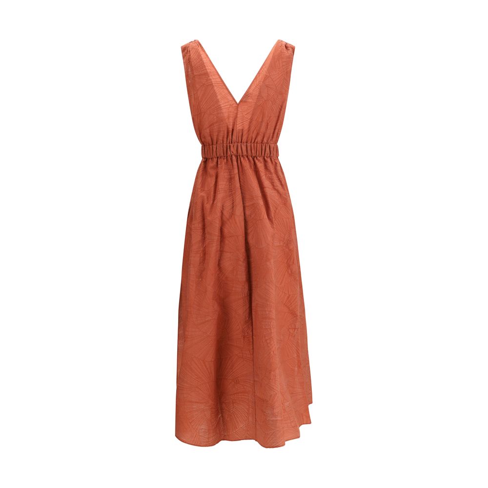 Brunello Cucinelli Multicolor Cotton Midi Dress