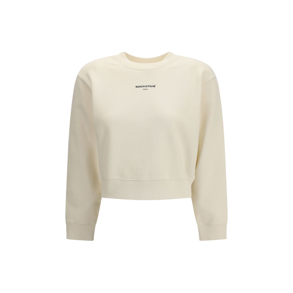 Maison Kitsuné Beige Cropped Cotton Sweatshirt