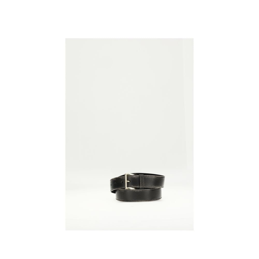 Prada Black Calf Leather Bos Taurus Regular Belt - 32 Inches