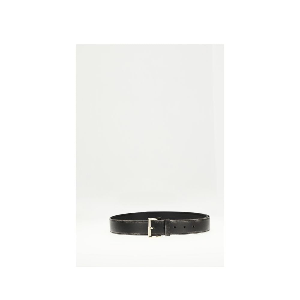 Prada Black Calf Leather Bos Taurus Regular Belt - 32 Inches