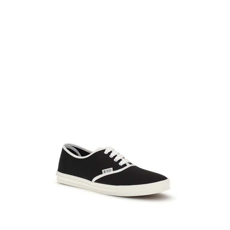 Prada Black Cotton Low Top Sneakers for Men