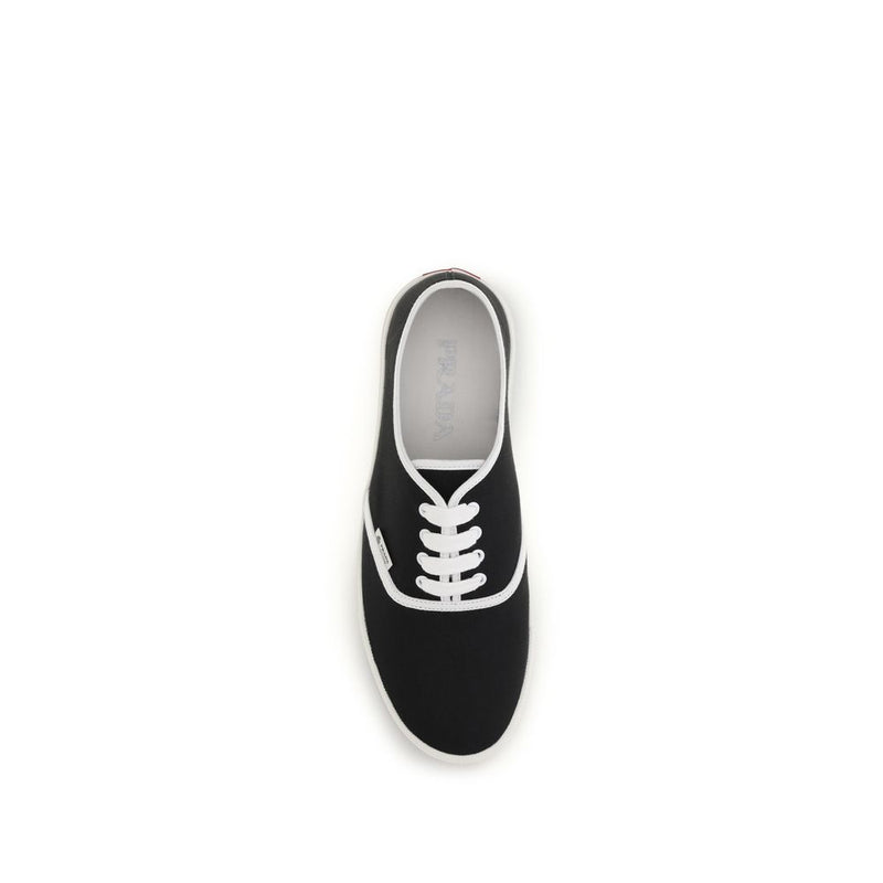 Prada Black Cotton Low Top Sneakers for Men
