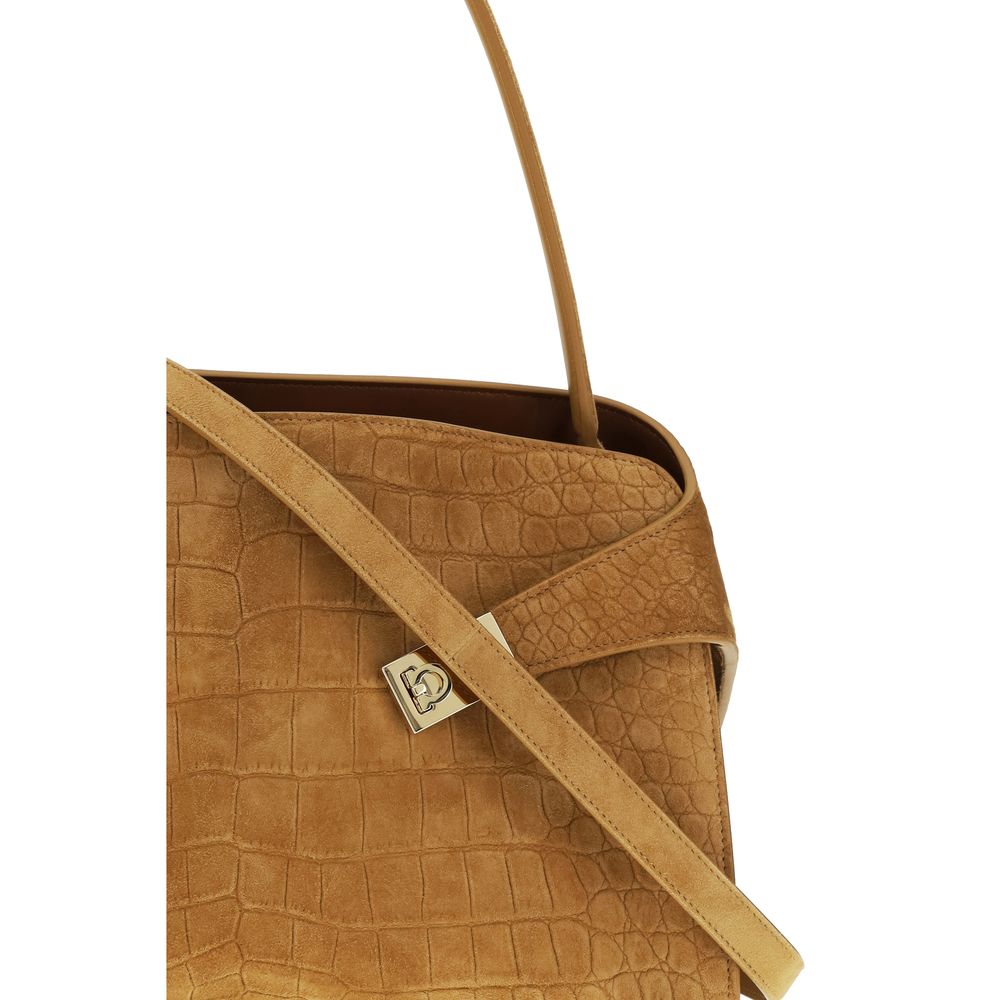 Ferragamo Beige Goatskin Hug Soft Shoulder Bag