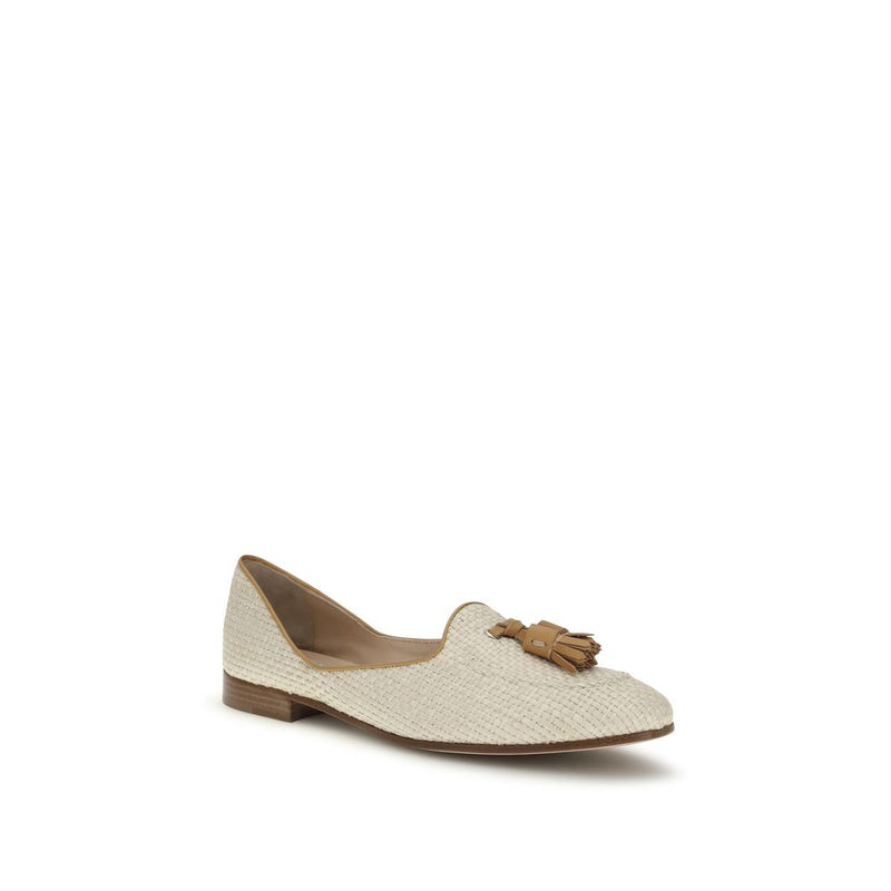Fratelli Rossetti Beige Raffia Slip-On Loafers for Women