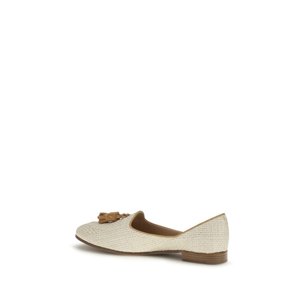 Fratelli Rossetti Beige Raffia Slip-On Loafers for Women