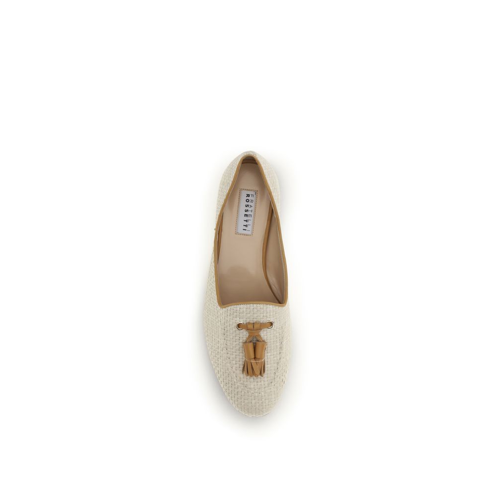 Fratelli Rossetti Beige Raffia Slip-On Loafers for Women