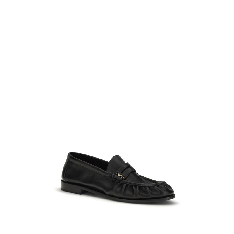 Mocassins à enfiler Saint Laurent en cuir de veau noir Bos Taurus