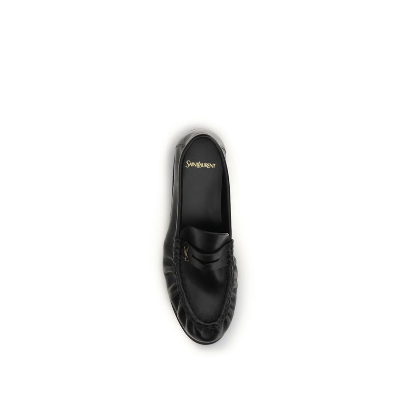 Mocassins à enfiler Saint Laurent en cuir de veau noir Bos Taurus