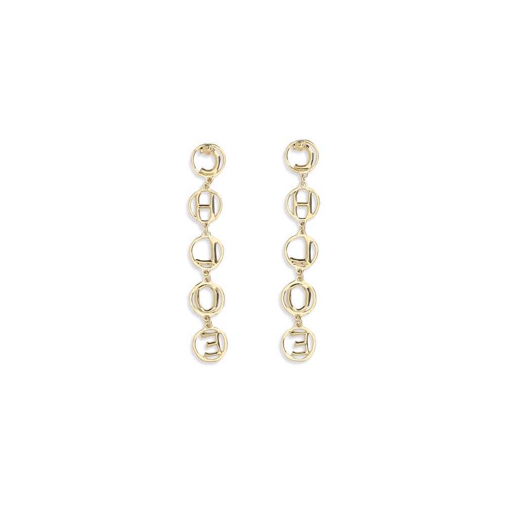Chloé Script Gold Brass Drop Earrings