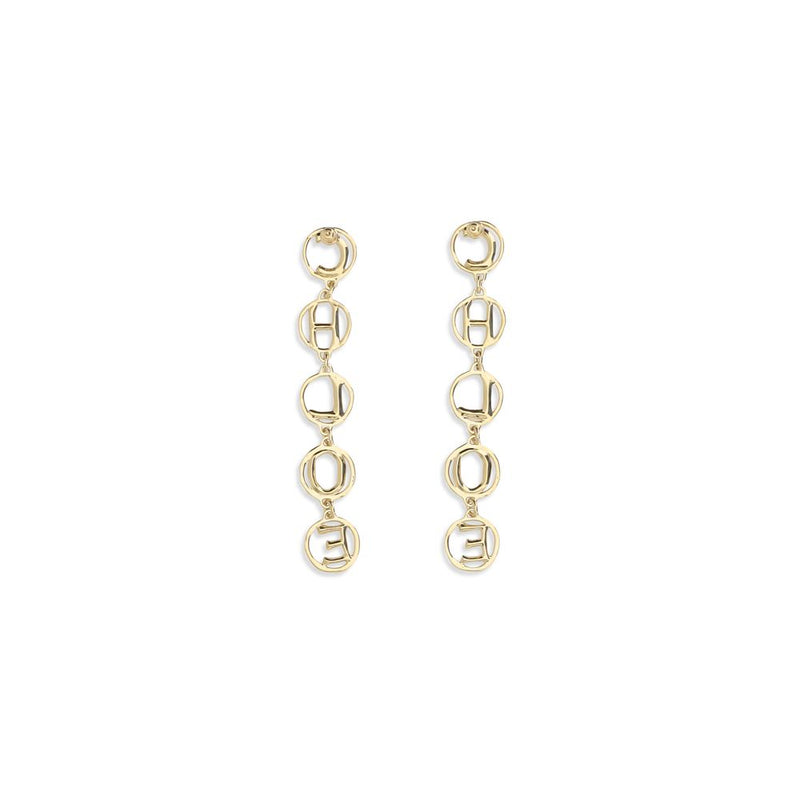 Chloé Script Gold Brass Drop Earrings