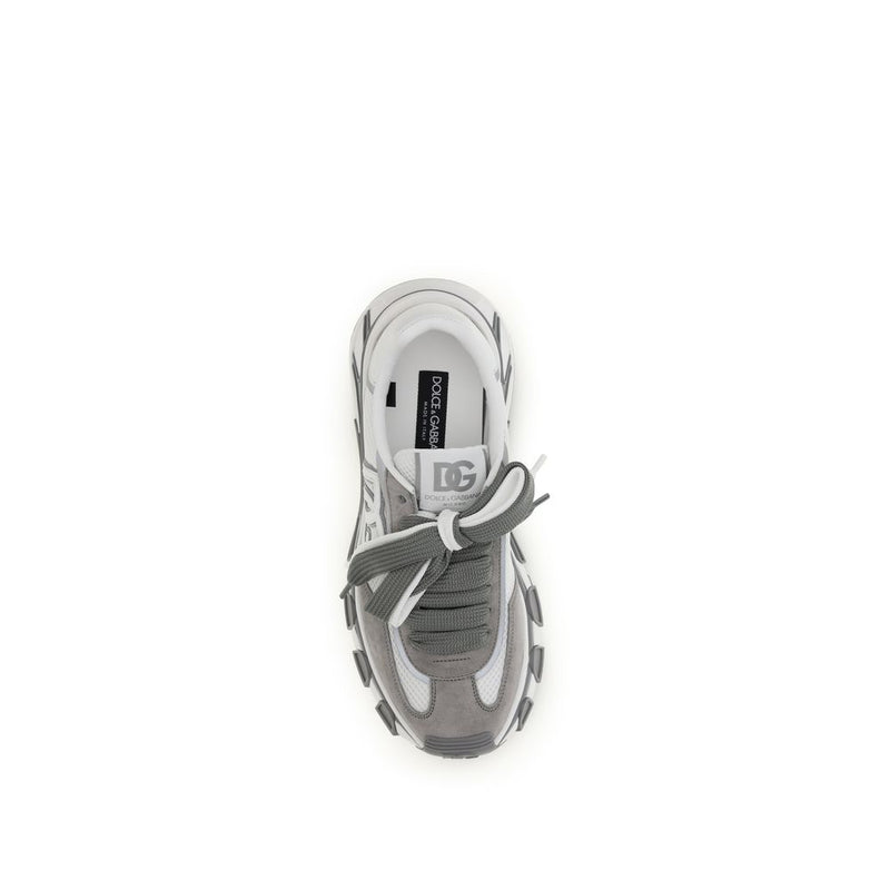 Dolce & Gabbana Gray Calf Leather Bos Taurus Athletic Sneakers