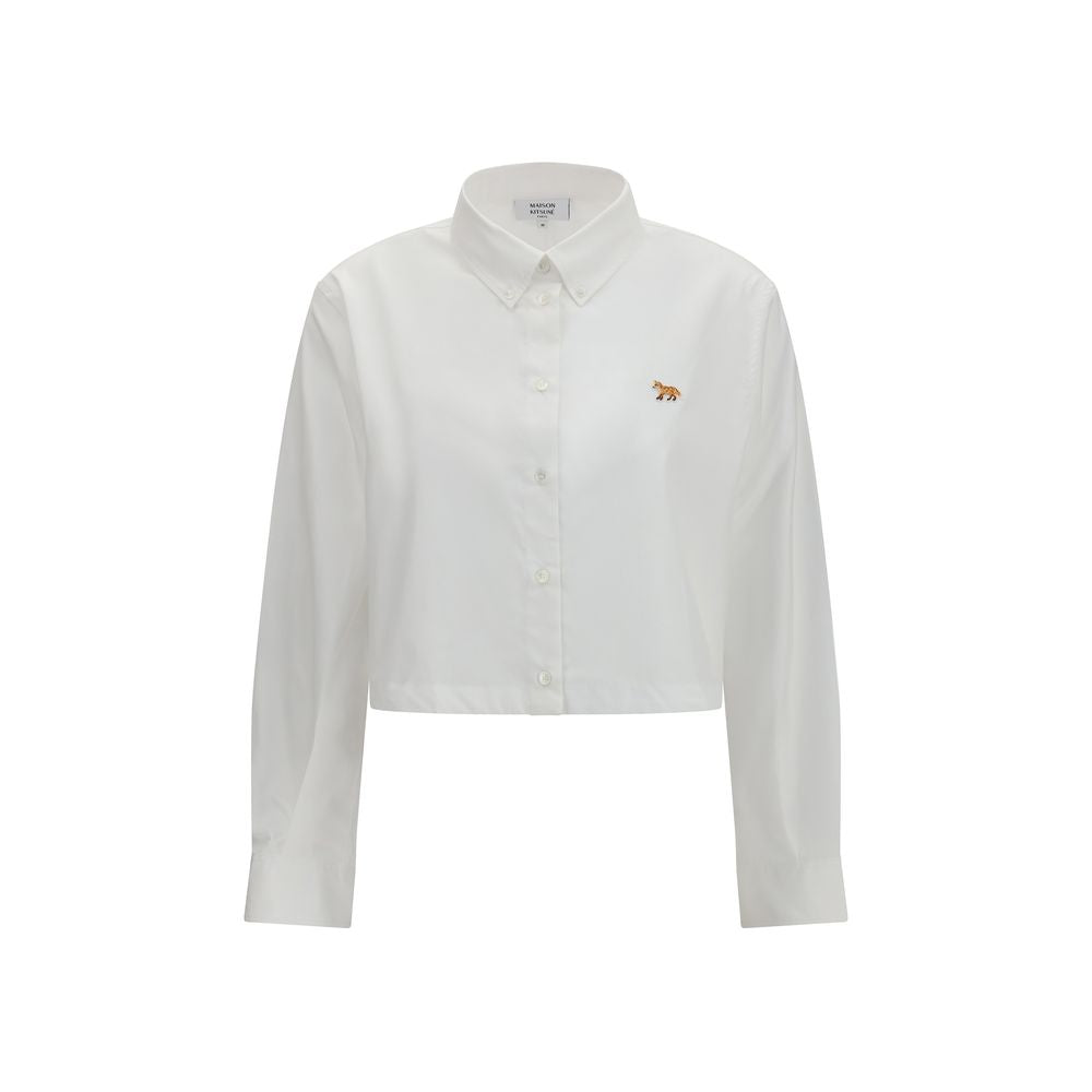 Maison Kitsuné Baby Fox White Cotton Cropped Blouse