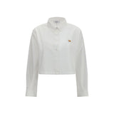 Maison Kitsuné Baby Fox White Cotton Cropped Blouse