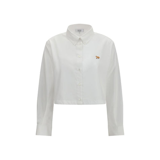 Maison Kitsuné Baby Fox White Cotton Cropped Blouse
