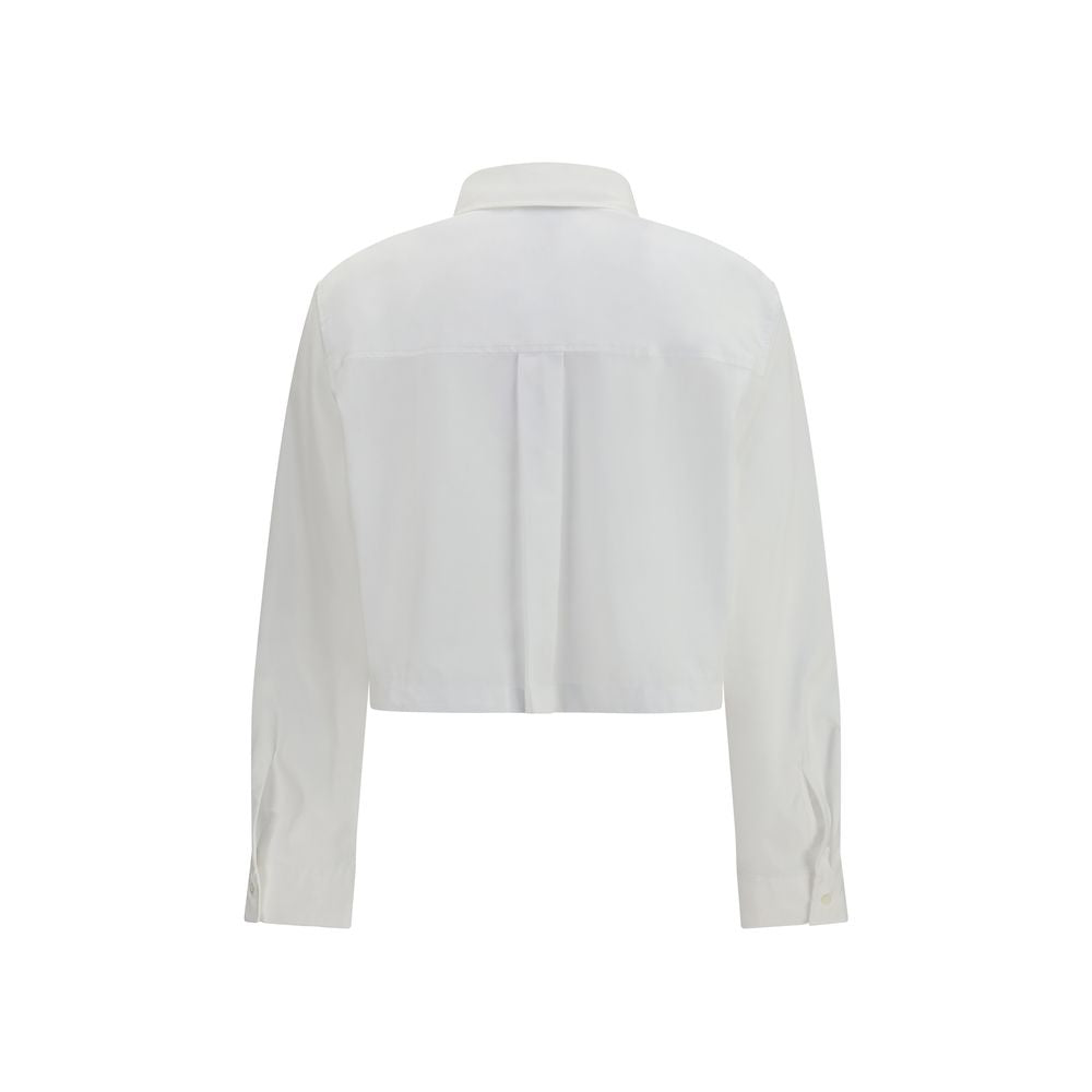 Maison Kitsuné Baby Fox White Cotton Cropped Blouse
