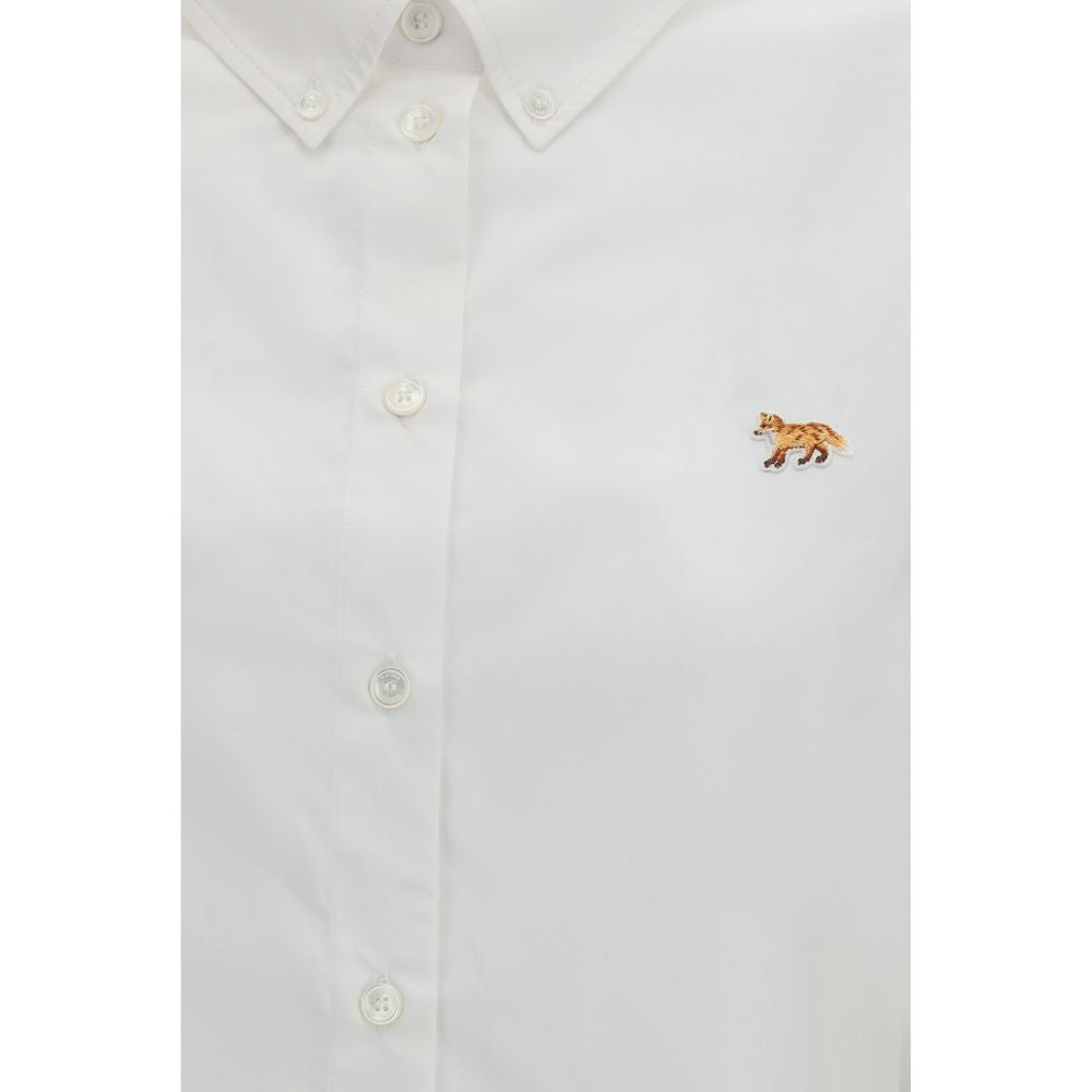 Maison Kitsuné Baby Fox White Cotton Cropped Blouse