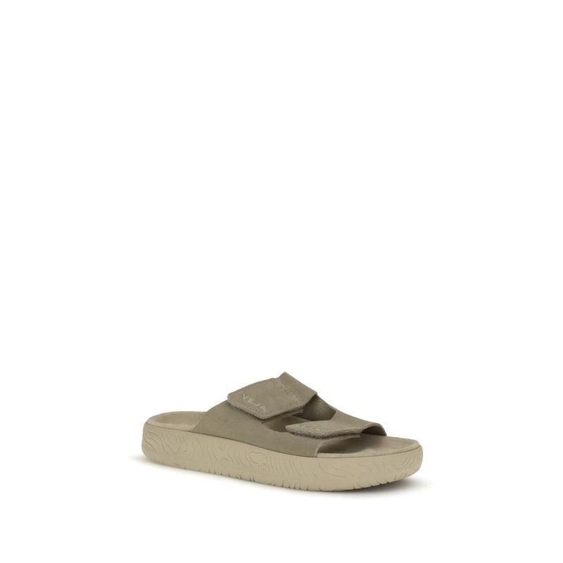 Veja Beige Calf Leather Bos Taurus Flat Sandals for Women