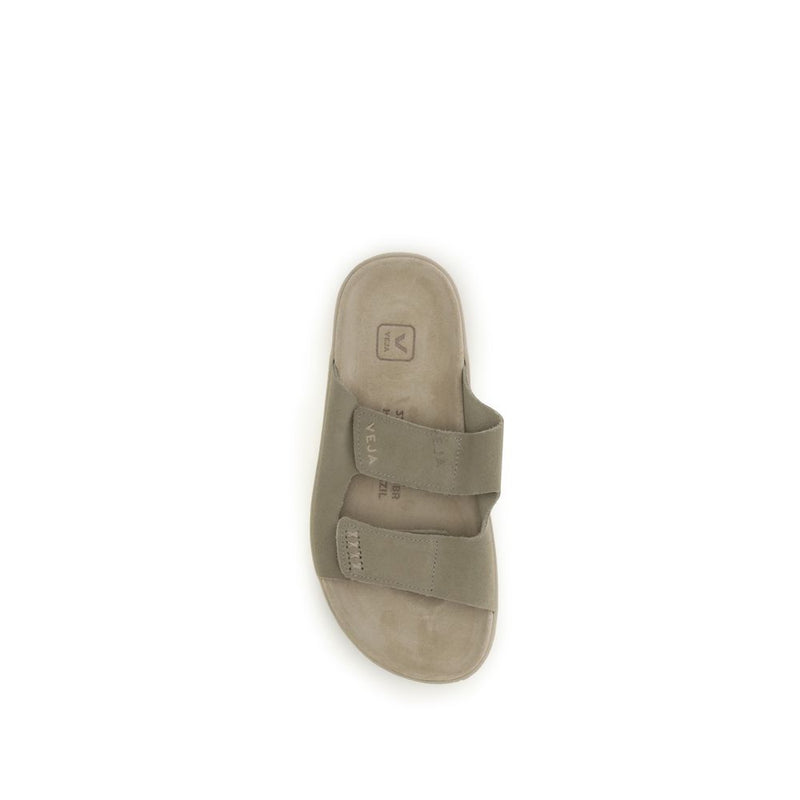 Veja Beige Calf Leather Bos Taurus Flat Sandals for Women