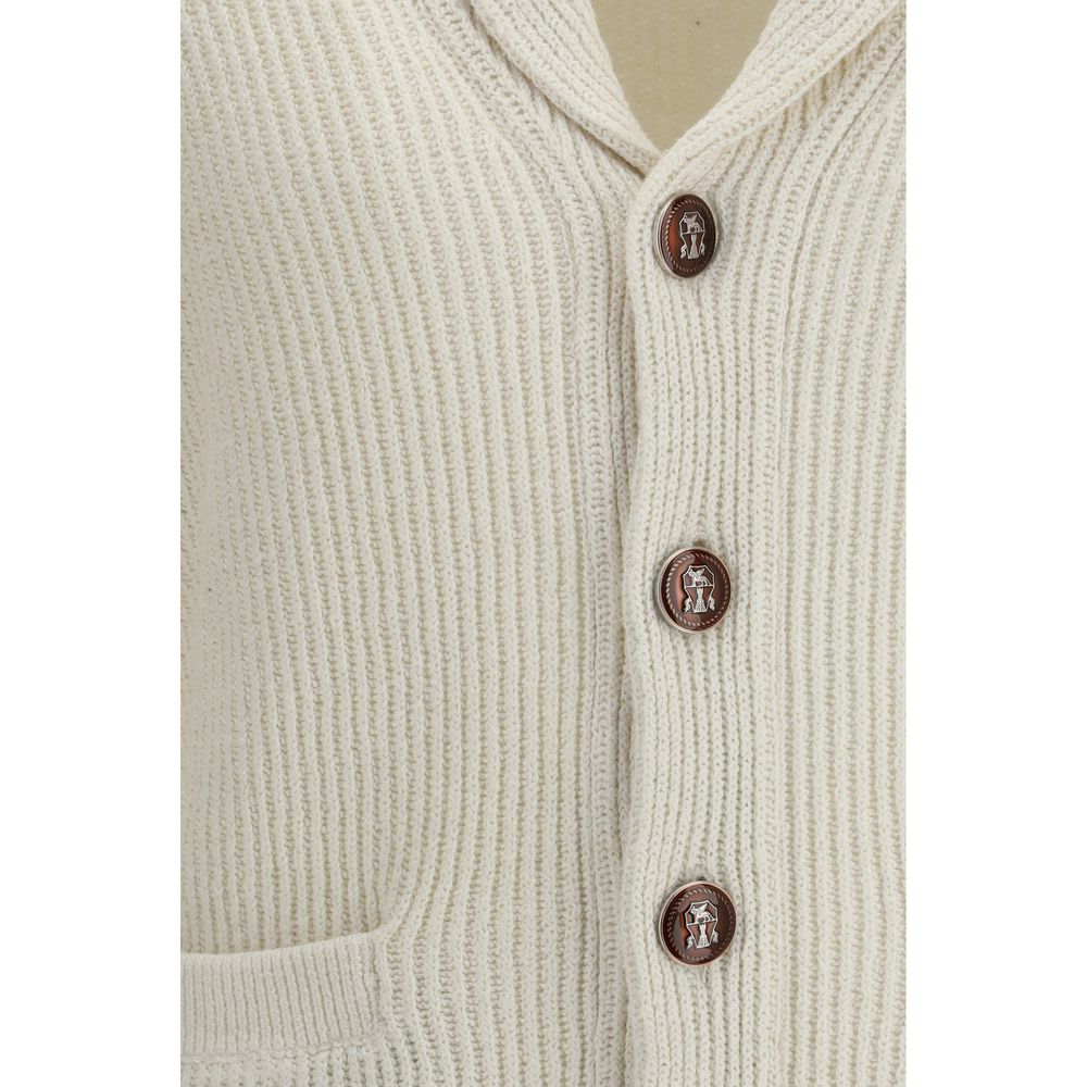 Brunello Cucinelli Beige Cotton Cardigan for Men