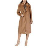 Guess KAROLE FUR COLLAR COAT - Beige Polyester Women's Coat