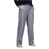 Street One Blue Polyester Casual Pants - Straight Leg Herringbone