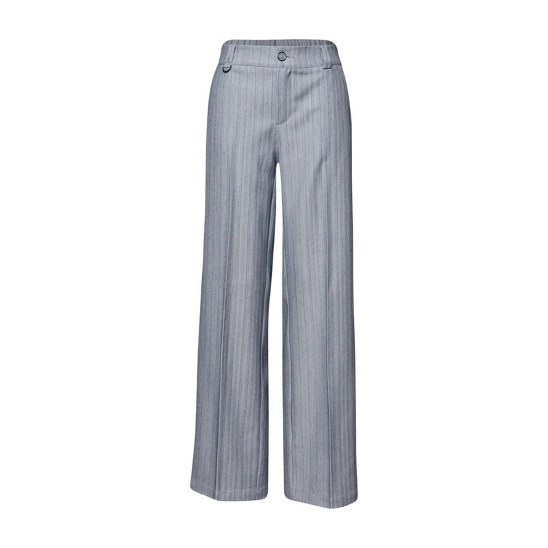 Street One Blue Polyester Casual Pants - Straight Leg Herringbone