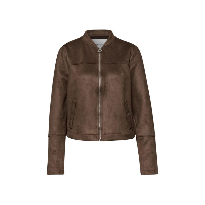 Street One Brown Velour Bomber Jacket for Women
