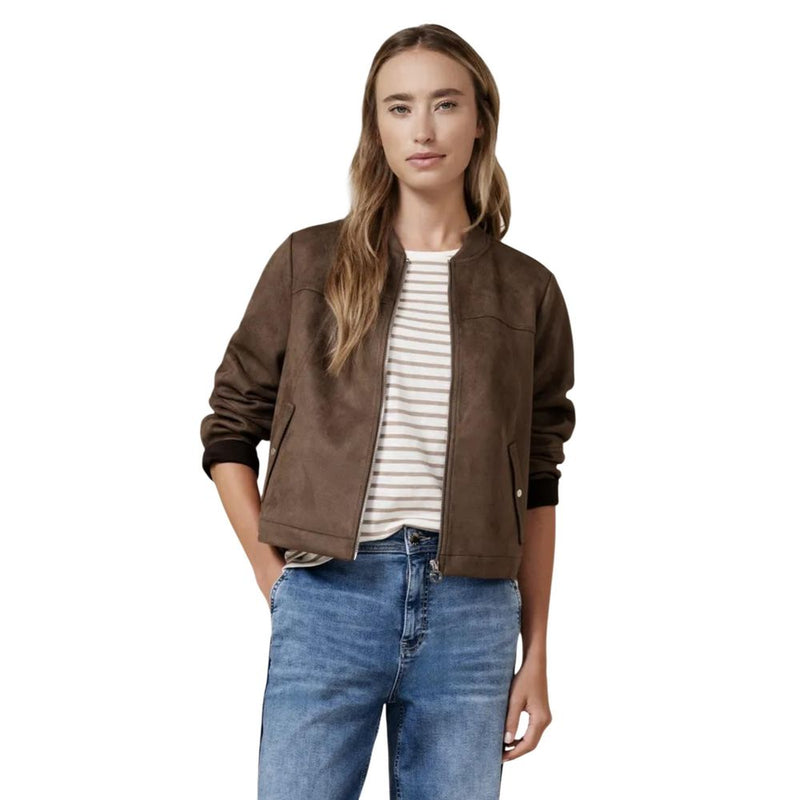 Street One Brown Velour Bomber Jacket for Women