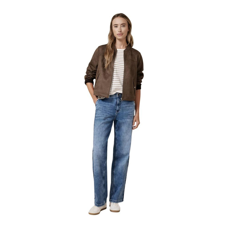 Street One Brown Velour Bomber Jacket for Women