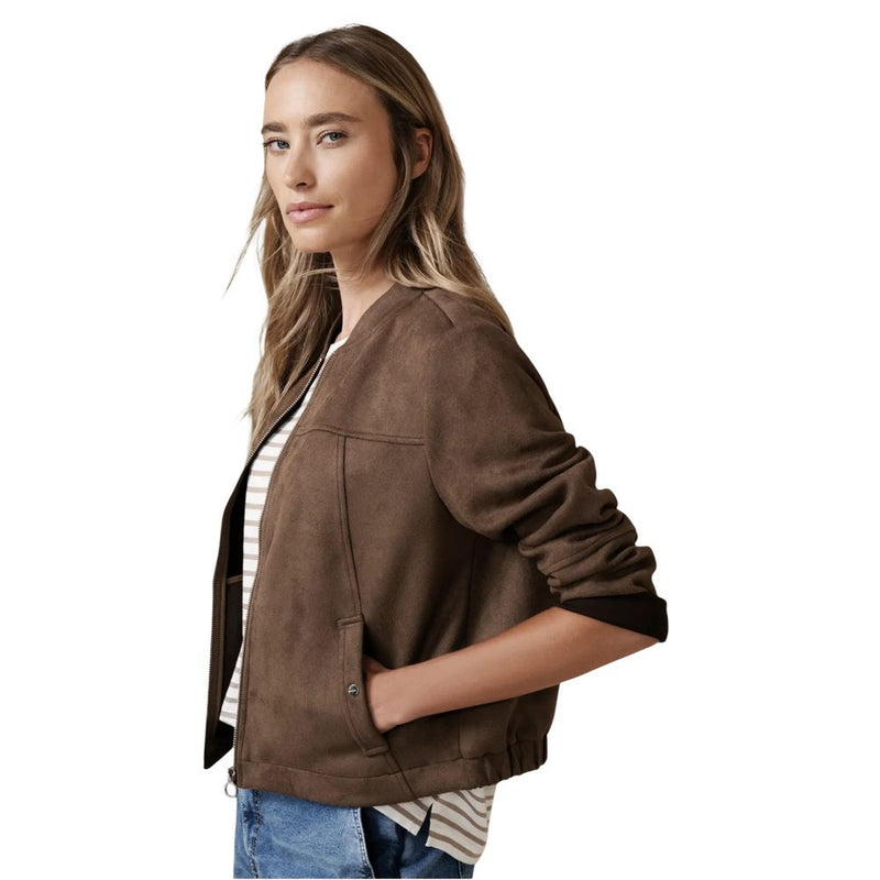 Street One Brown Velour Bomber Jacket for Women