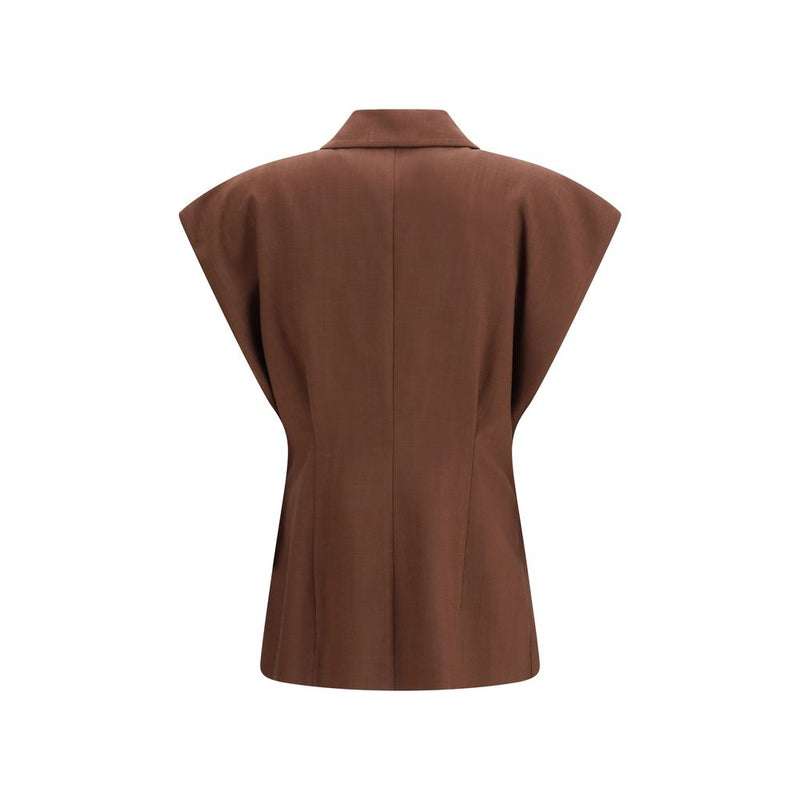 Veste sans manches PINKO marron en viscose