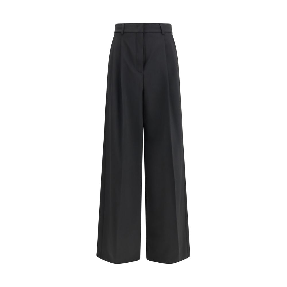 Max Mara Wide-Leg Pleated Black Casual Pants