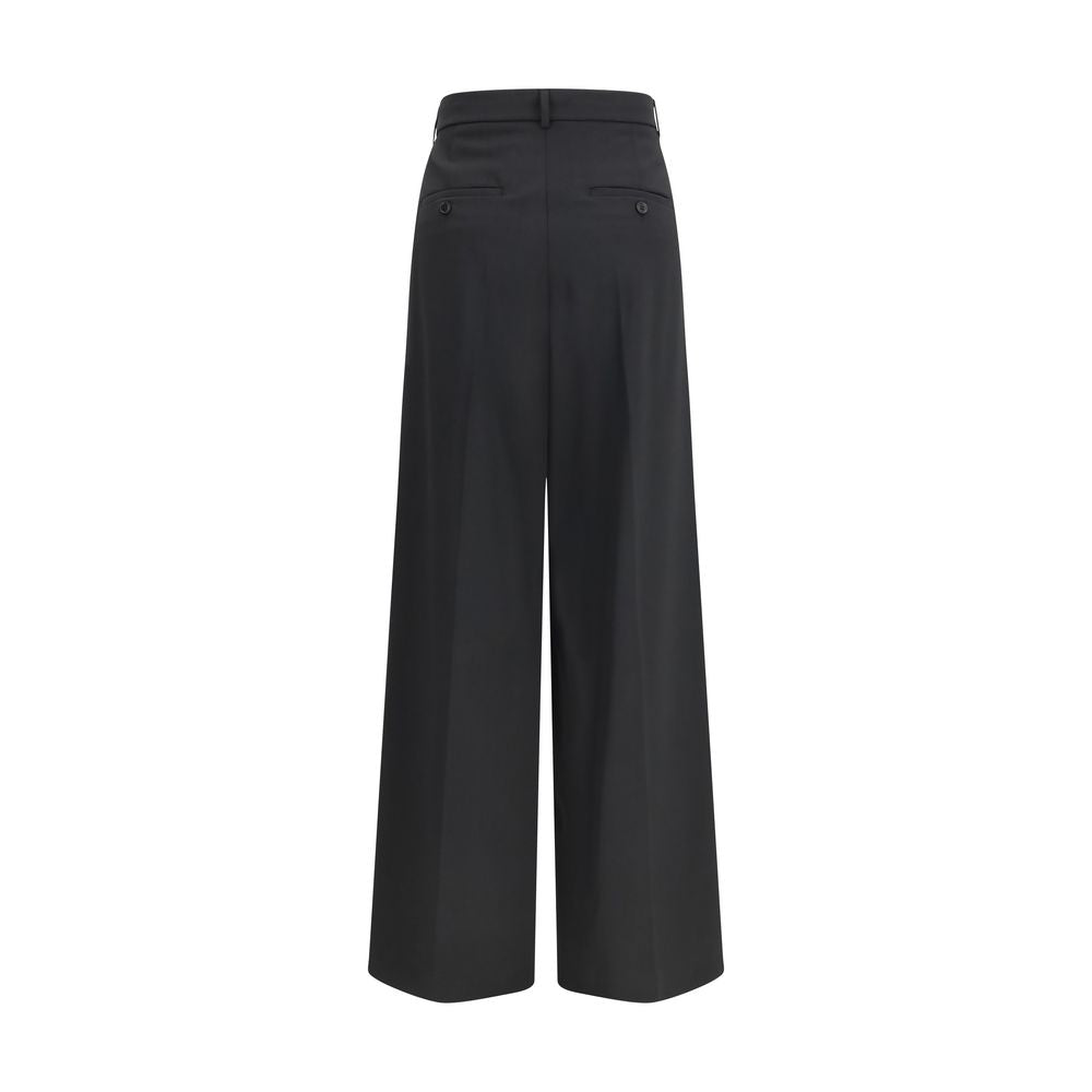 Max Mara Wide-Leg Pleated Black Casual Pants